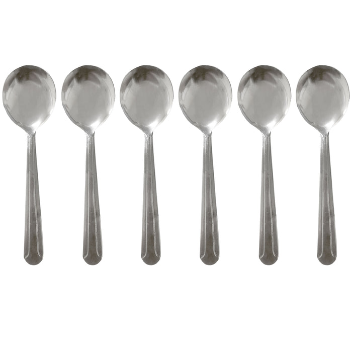 6 Pack Dominion Soup Spoons Round Stainless Steel Bouillon Spoon Table Serving
