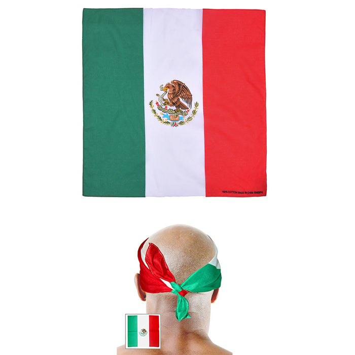Headband Mexican Flag Bandana Mexico Culture Neckerchief Unisex Hankie Head Wrap