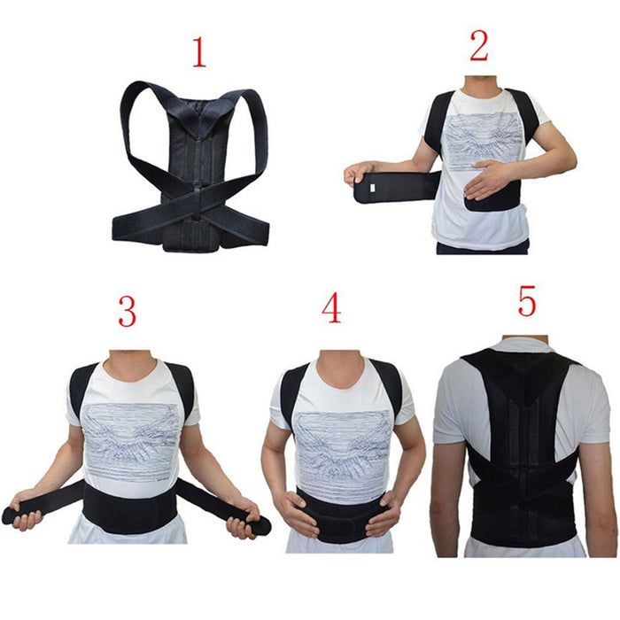 Back Posture Magnetic Shoulder Corrector Support Brace Belt Therapy Men Women S