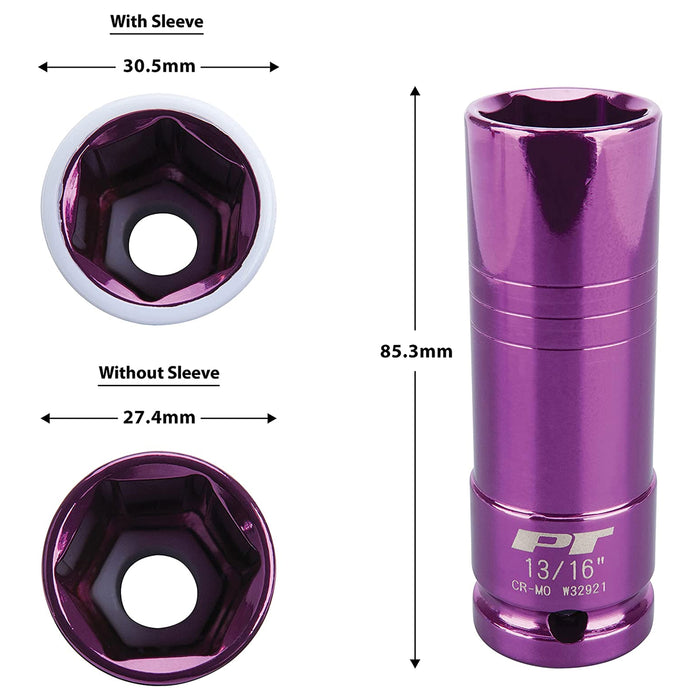 6 Pc Set 13/16" Lug Nut Impact Thin Wall Socket Wheel Protector Rims Spark Plug
