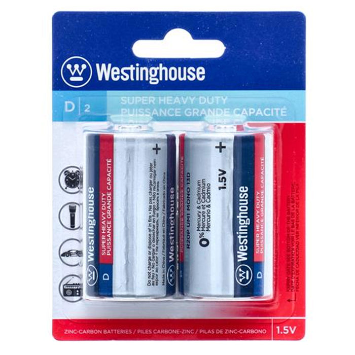 12 Pc Zinc Carbon Size D Batteries Super Heavy Duty 1.5V Long Power La