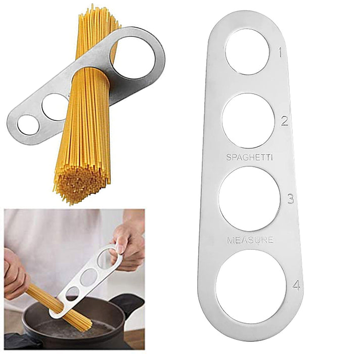1 Pc Spaghetti Pasta Noodle Measure Tool Serving 1 - 4 Four Hole Stainless Steel