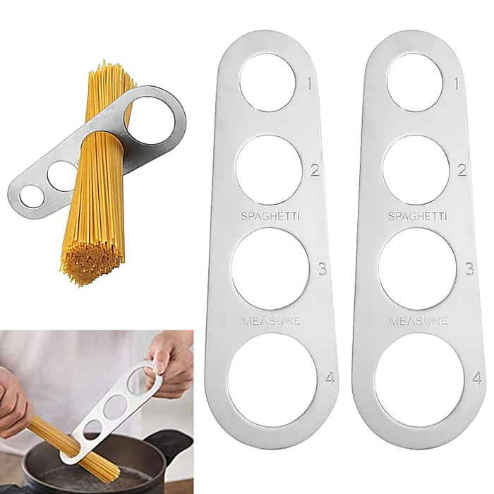 2 Pc Stainless Steel Spaghetti Noodle Measure Tool Pasta Portion Serving 1 - 4