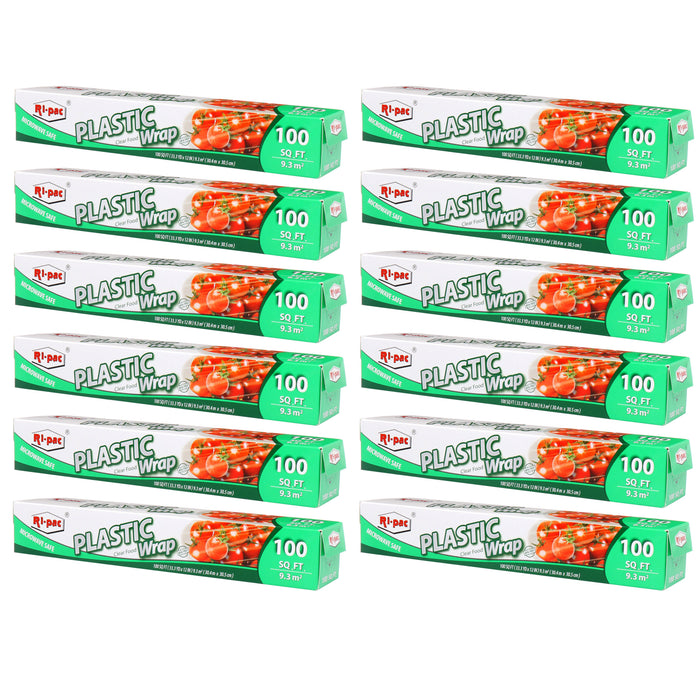 12 Plastic Cling Wrap Clear Stretch Film Food Microwave Safe BPA Free 1200 SQ FT