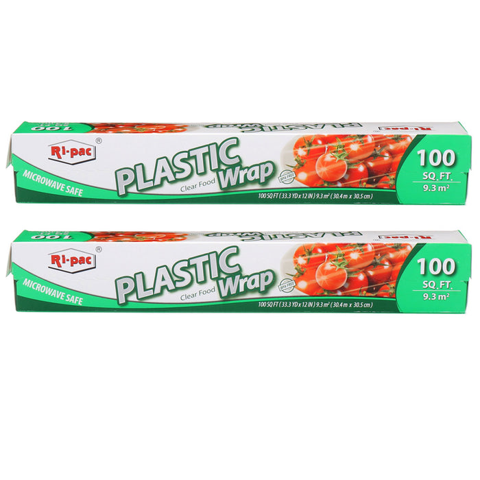 2 Plastic Cling Wrap Stretch Food Cover Seal Fresh BPA Free Clear 200 SQ FT
