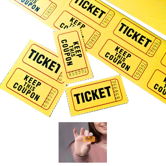 1000 Pc 50/50 Double Stub Raffle Tickets Split Coupon Entry Fair Party Yellow 2"