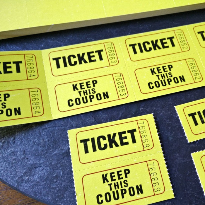 1000 Pc 50/50 Double Stub Raffle Tickets Split Coupon Entry Fair Party Yellow 2"