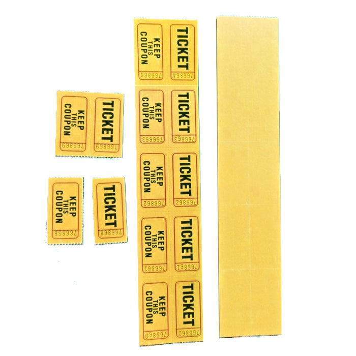 1000 Pc 50/50 Double Stub Raffle Tickets Split Coupon Entry Fair Party Yellow 2"