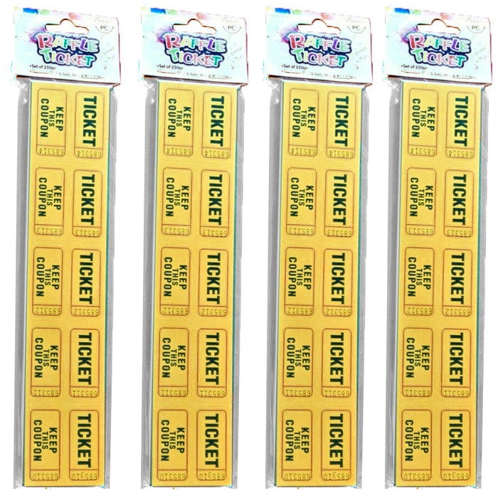 1000 Pc 50/50 Double Stub Raffle Tickets Split Coupon Entry Fair Party Yellow 2"