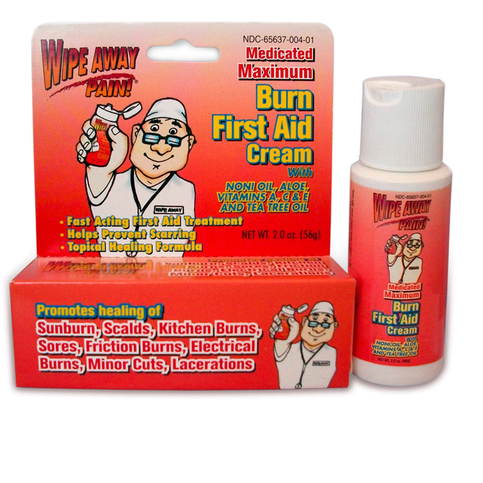 2 X Burn First Aid Cream Medicated Skin Relief Wipe Away Wounds Abrasion Cut 2oz