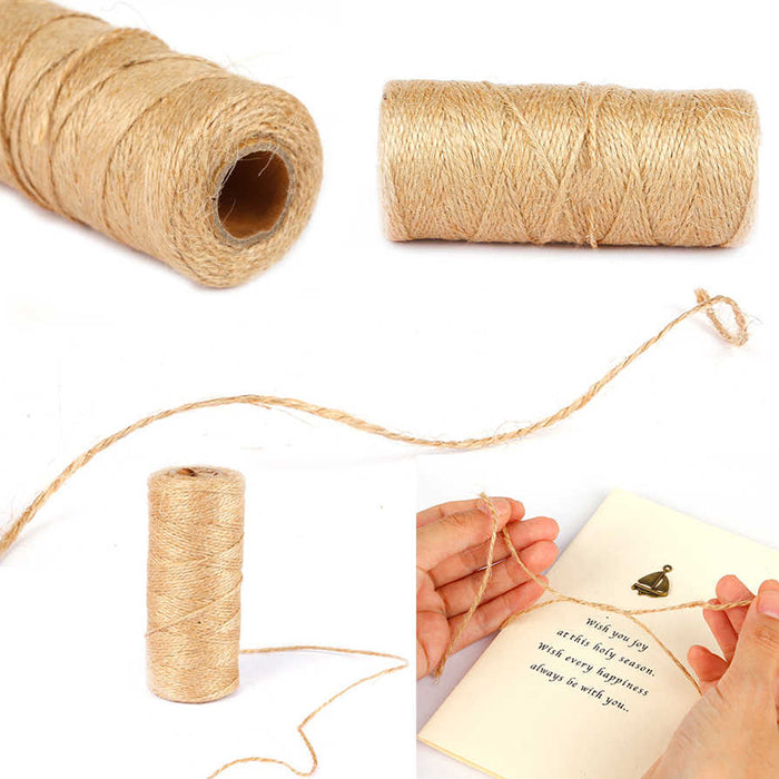 3 Rolls 70g Hemp Jute Twine String Brown Natural Cord Rope Burlap Craft Gift DIY