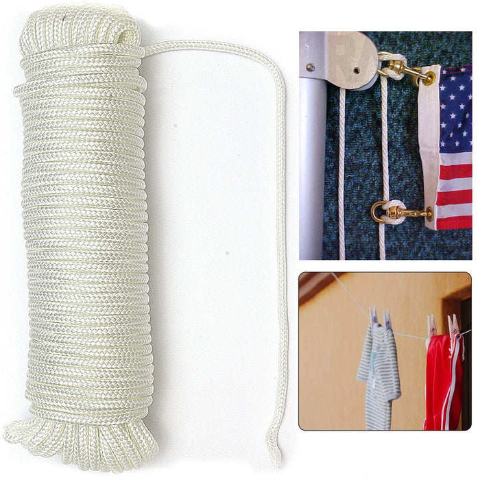 80' Flagpole Rope Heavy Duty Poly Flag Line Flagline Flag Pole Braided ...