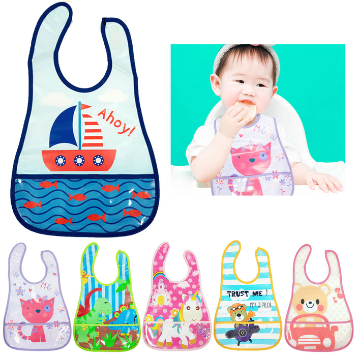 2 Pc Waterproof Burp Cloth Baby Bib Pocket Catcher Infant Feeding Apron Toddler