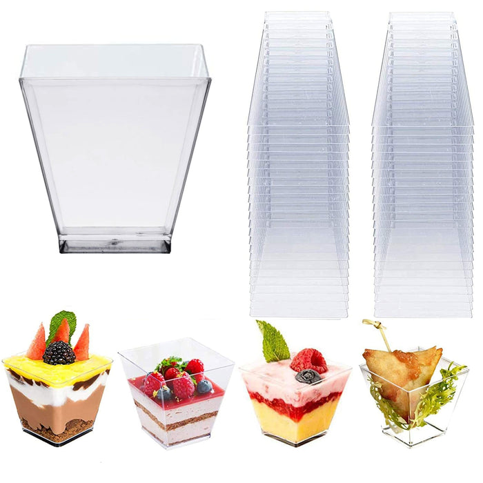 40 Clear Square Shot Glasses 2 Oz Hard Plastic Disposable Dessert Cups Catering