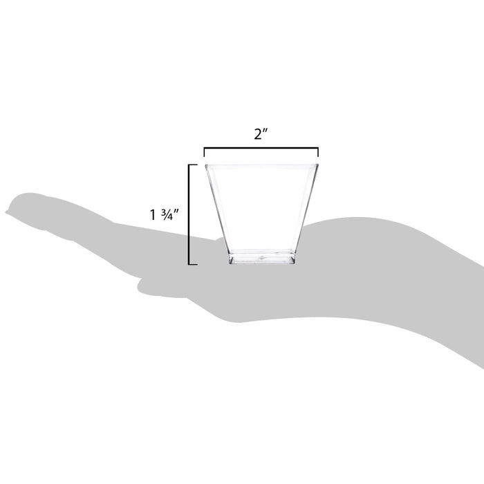 80 Clear Square Dessert Cups Mini 2 Oz Shot Glasses Hard Plastic Catering Party