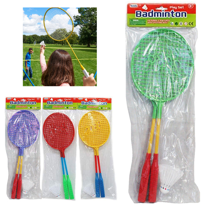 3 Pc 2 Player Badminton Racket Toy Play Set Birdie Shuttlecock Team Sports Kids