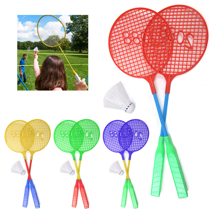 3 Pc 2 Player Badminton Racket Toy Play Set Birdie Shuttlecock Team Sports Kids
