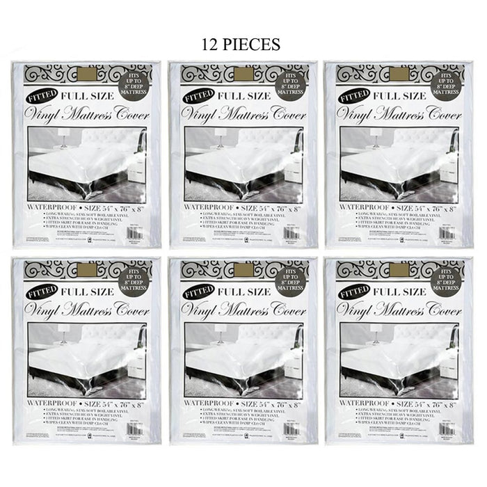 12 Pk Waterproof Mattress Cover Heavy Duty Vinyl White Bed Protector Full Size