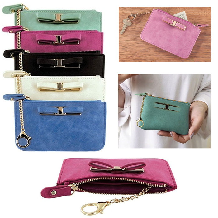Change Purse Coin Bag Ladies Wristlet Wallet Mini Keychain Money Case Suede
