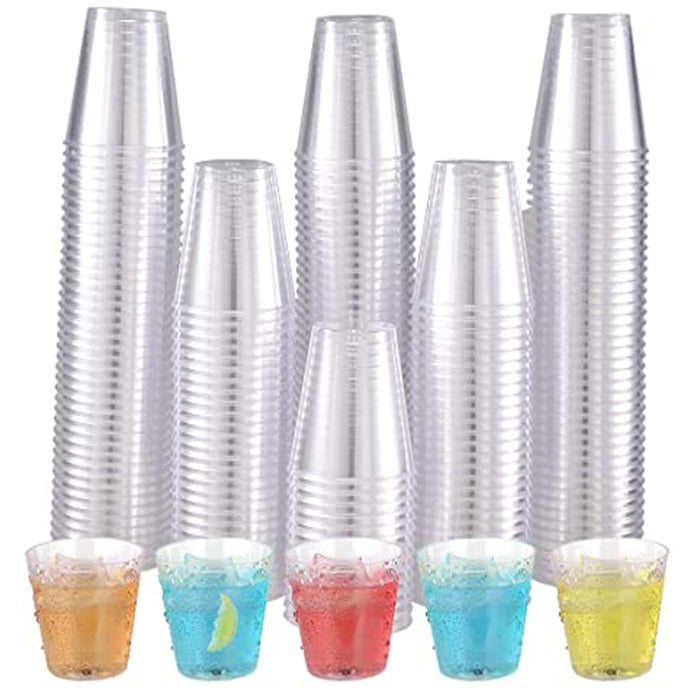 48 Hard Plastic Mini Shot Glasses Clear 1 Oz Disposable Party Jello Dessert Cups