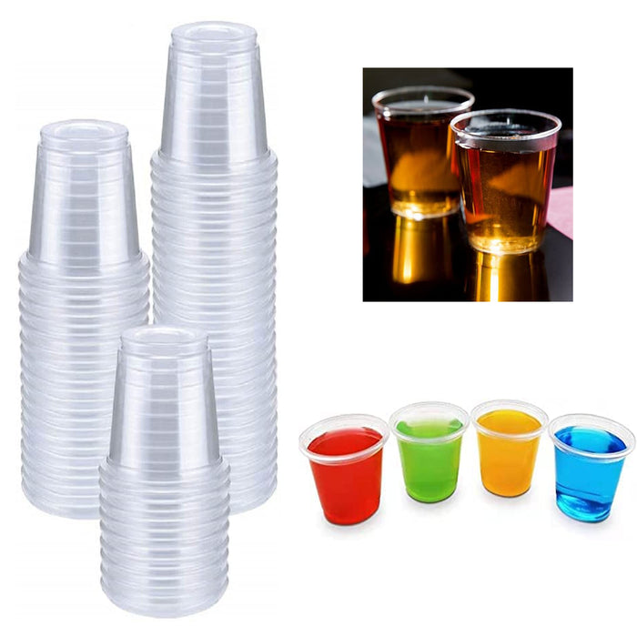 50 Mini Shot Glasses Clear Hard Plastic 1 Oz Disposable Party Cups Catering Bar