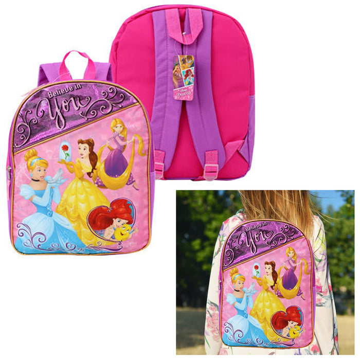 Disney Princess Backpack Large 16" Ariel Cinderella Belle Girls Book Bag School