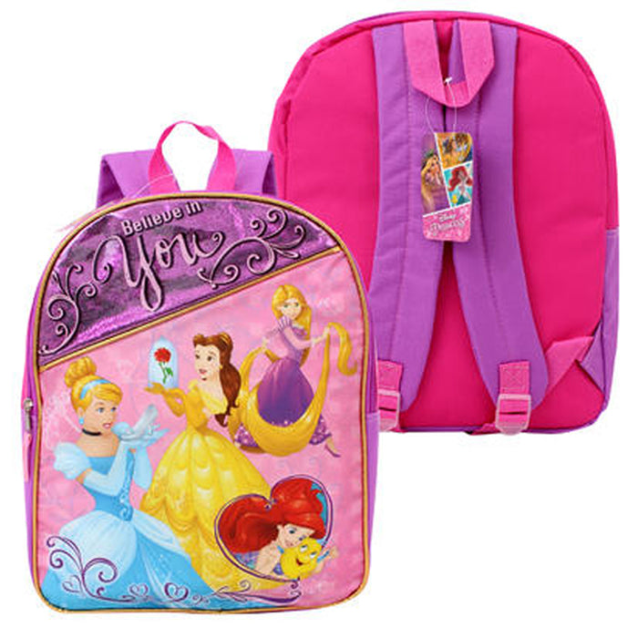 Disney Princess Backpack Large 16" Ariel Cinderella Belle Girls Book Bag School