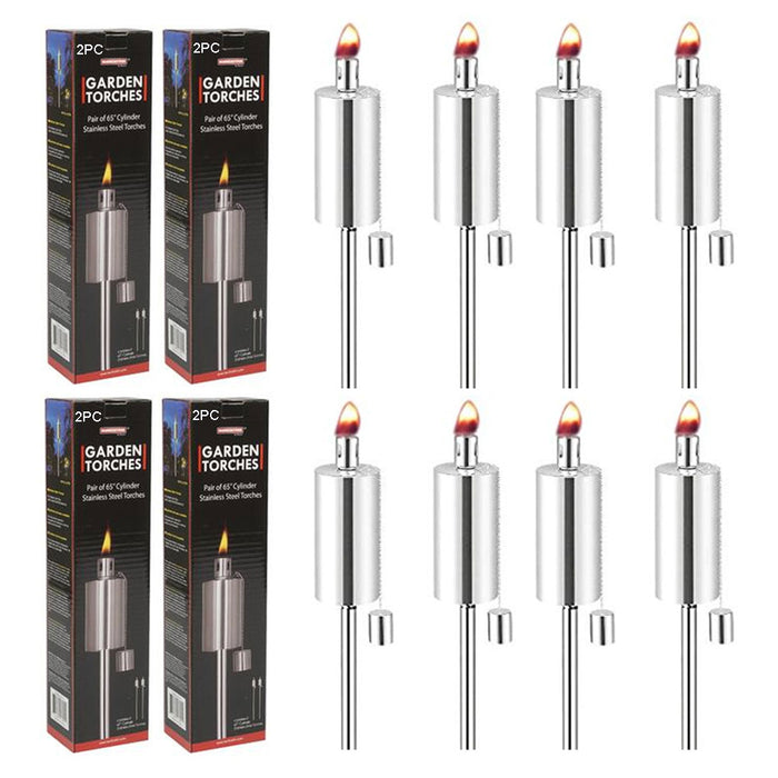 8 Pc Garden Torch Waterproof Flickering Flame Tiki Torch Light Lamp Outdoor Set