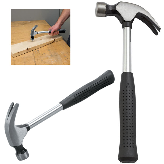 2 X 8oz Claw Hammer Tubular Steel Shaft Comfort Rubber Grip Handle Nail Remover