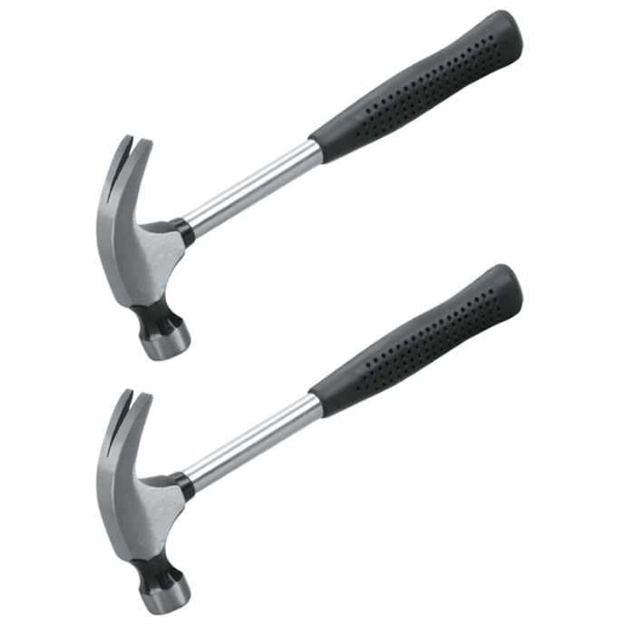 2 X 8oz Claw Hammer Tubular Steel Shaft Comfort Rubber Grip Handle Nail Remover