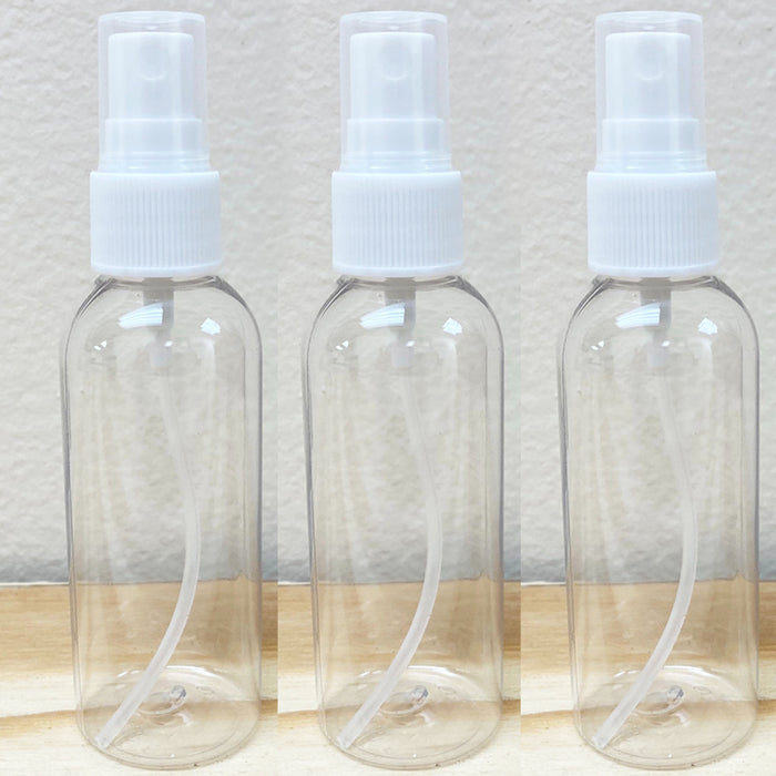6 Spray Bottles Mist Clear Plastic Refillable Empty Container Soap Travel 2.7 oz