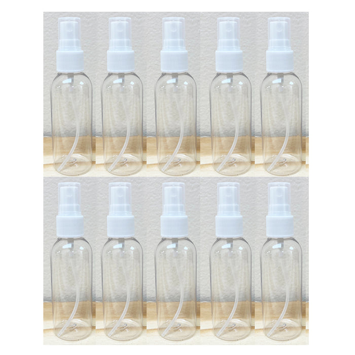 10 Clear Plastic 2.7oz PET Empty Spray Bottles Refill Mist Pump Travel Reuse TSA