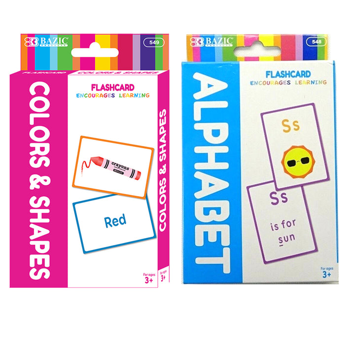 Set of 2 Flash Cards Alphabet Letters Colors Shapes Early Learning Educational