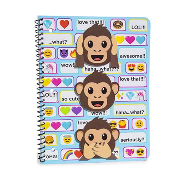 6 Notebooks Paper School Supplies Unicorn Monkey Emoji Poop 70 Wide Ruled Sheets