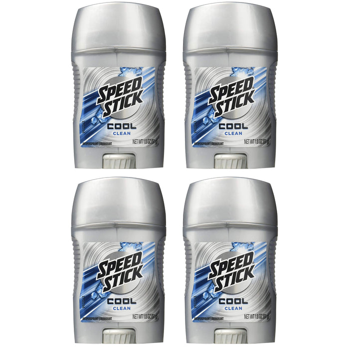 4 Pk Men Speed Stick Cool Clean Antiperspirant Deodorant Sports Stay Dry 1.8 oz