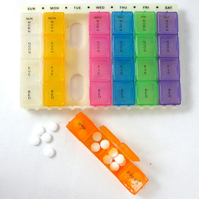 Weekly Pill Box AM PM Medicine Storage 7 Day Organizer Vitamin Tablet Holder New