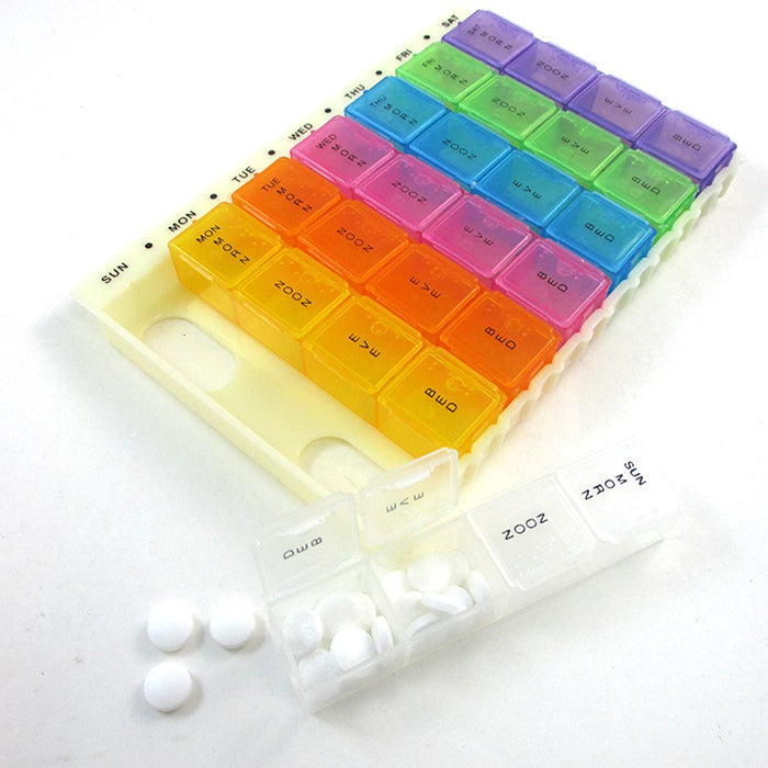 Weekly Pill Box AM PM Medicine Storage 7 Day Organizer Vitamin Tablet Holder New