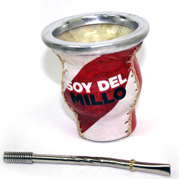 Argentina Mate Gourd River Plate Millo Glass Cup Bombilla Straw Drink Kit 6123