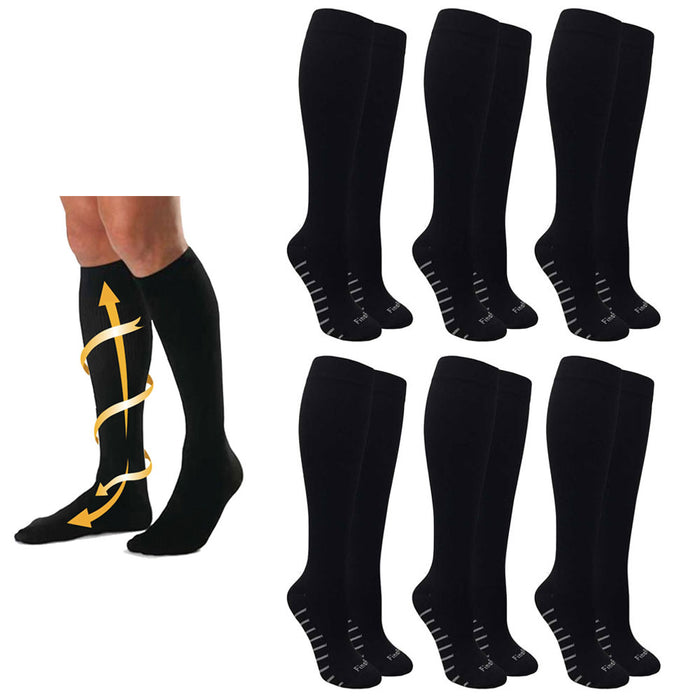 6 Pairs Compression Socks Support Unisex Anti Fatigue Graduated Sports Blk L XL
