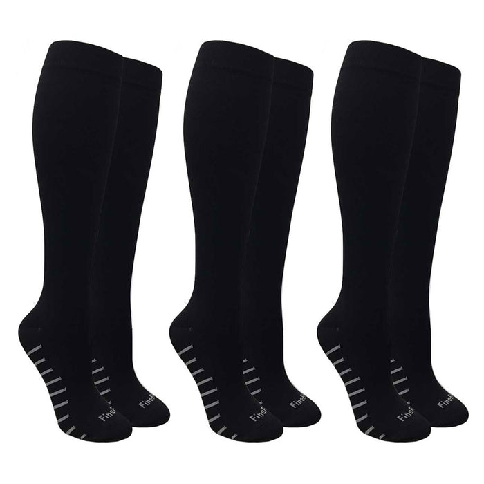 3 Pc Unisex Compression Socks Graduated Calf Pain Support Sports Black L XL New