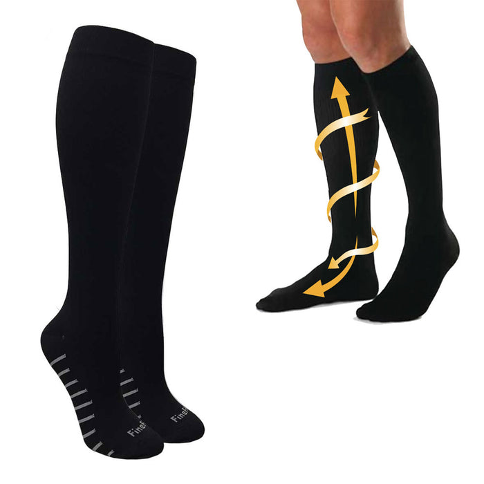 Unisex Compression Black Socks Calf Support Relief Anti Fatigue Sport Black L XL