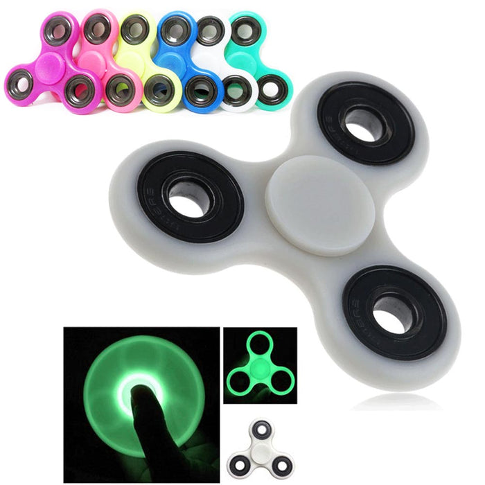 1 Glow In Dark Hand Spinner Tri Fidget Focus Tool Desk Toy Stocking Stuffer Kids
