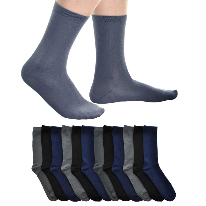 12 Pairs Mens Dress Socks Fashion Casual Crew Calf Multi Color Cotton Size 10-13