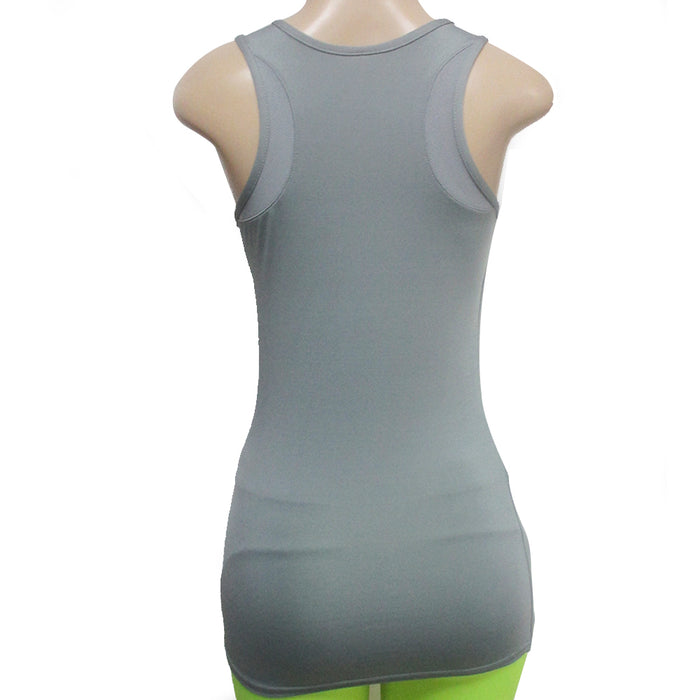 Womens Racerback Tank Stretch Top Yoga Cami Tee Sports Training Athletic Grey XL