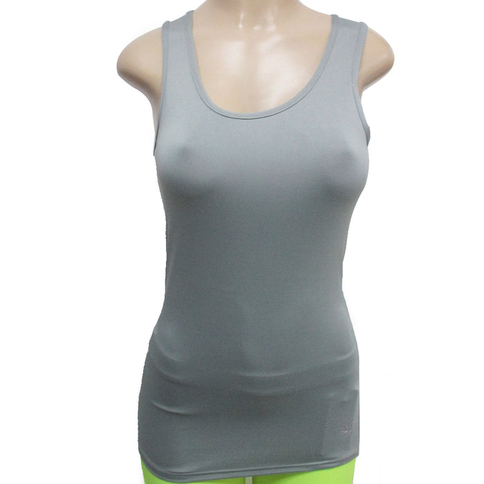 Womens Racerback Tank Stretch Top Yoga Cami Tee Sports Training Athletic Grey XL