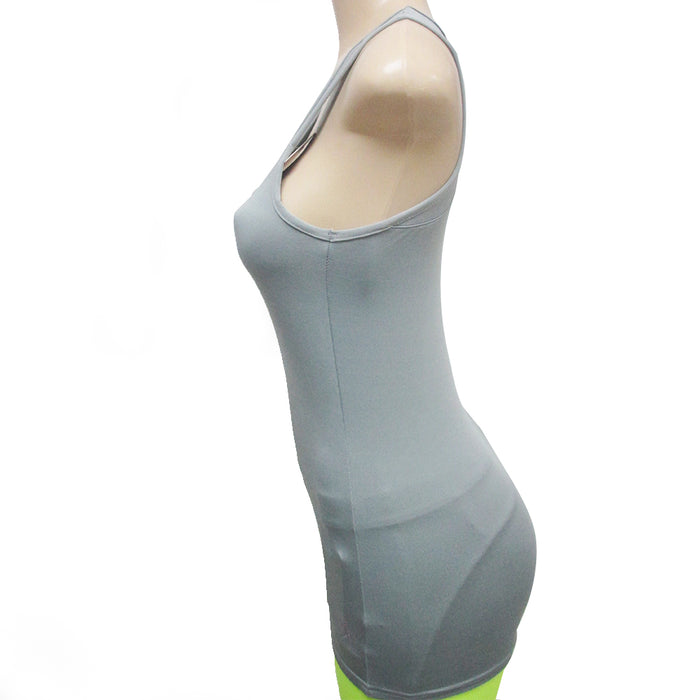 Womens Racerback Tank Stretch Top Yoga Cami Tee Sports Training Athletic Grey XL