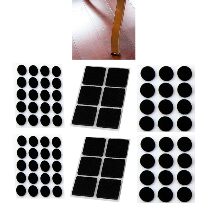 76 Pc Self Adhesive Felt Pads Furniture Floor Scratch Protector Black Asst Sizes