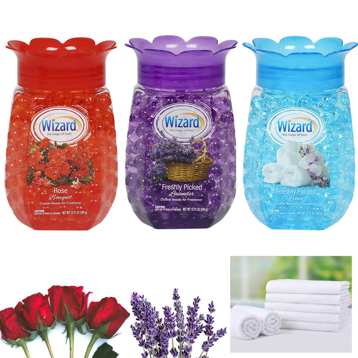 3 Wizard Rose Lavender Linen Scented Crystal Beads Air Freshener Fragrance Aroma