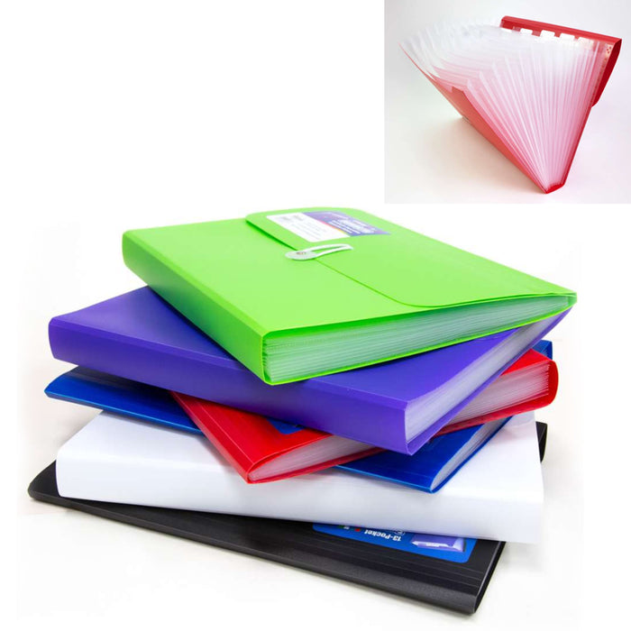 Expandable 13 Pocket File Folder Paper Organizer Accordion School Office New !