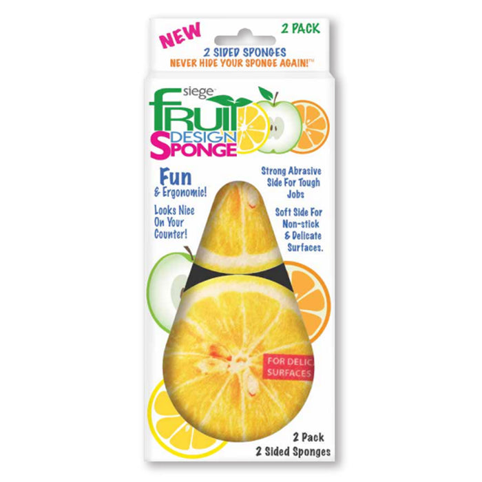 2 Lemon Fruit Design Sponge Scrubber Scrub Scourer Wash Clean Dish Pads Kitchen